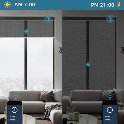 SmartWings Motorized Smart Roller Shades in Light Filtering, Electric Blinds with Remote for Windows Compatible with Alexa/Google Home/Homekit, Customized, 1% Openness Aventus Black