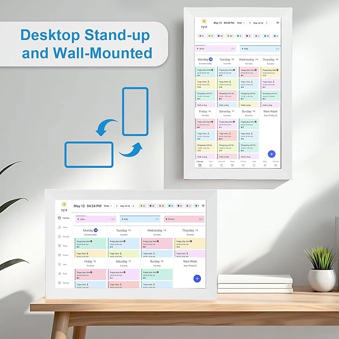 Bewinner 15.6 Inch Wall Planner Digital Calendar & Chore Chart, Smart Touchscreen Wall Calendars Interactive Display with APP for Family Schedules, Electronic Picture Frame (US Plug)
