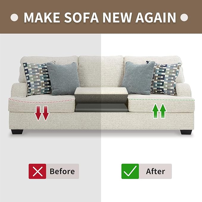 HAVARGO Couch Cushion Support High Density Foam 22X22X2.4 Inches Sofa Couch Supports for Sagging Cushions Light Grey 1Pc with Anti Slip Mesh Fabric