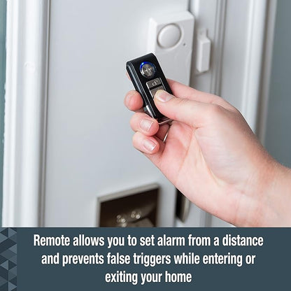 SABRE Door or Window Alarm With Remote, 120dB Alarm, Audible Up To 750-Feet (230-Meters), 4 Adjustable Settings, Arm and Disarm From A Distance, Battery Operated, No Wiring Required, Easy to Install