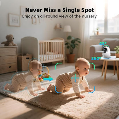 7" 1080P Full HD Split-Screen Baby Monitor,100 Hrs 5000mAh Battery Runs 4 Days with Flexible Bracket,No WiFi Baby Monitor with 2 FHD Cameras Hack-Proof,4X Zoom,2-Way Talk,Temp Alert/Lullabies/VOX