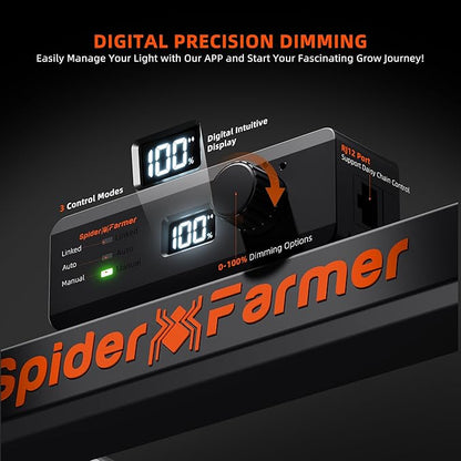Spider Farmer SE1000W LED Grow Lights 1000w, Samsung LM301H EVO Diodes, 2025 Upgraded Remote App Control, 5x5ft Coverage Dimmable Daisy Chain Bar Style Commercial LED Growing Lamp, Vertical Farming