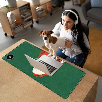 Heated Mouse Pad with 3 Temperature Settings(104°F–122°F),Large 31.5x13 Inch PU Leather Heated Desk Mat,Waterproof Warming Pad for Office,Gaming & Cold Hands Relief,Santa Christmas