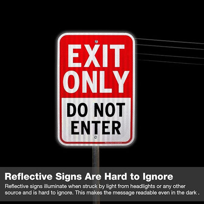 Faittoo Exit Only Do Not Enter Sign, 18 x 12 Inches Engineer Grade Reflective Aluminum Sign, UV Protected, Weather/Fade Resistant, Easy to Install and Read, Indoor/Outdoor Use (2 Pack)