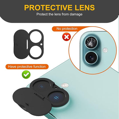 3 Pack Privacy Cover Compatible for iPhone 16/iPhone 16 Plus with 2 Front Camera Privacy Cover, Anti-Spy Camera Cover, Easy-Adhesive Design, Safeguard on iPhone 16/16 Plus,Black