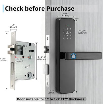 EIYSIE WiFi Smart Door Lock with Handle, Fingerprint Lock Keyless Entry Door Lock with Keypad, Electronic Door Lock for Front Door and Bedroom, Digital Lock Built-in WiFi and App Control