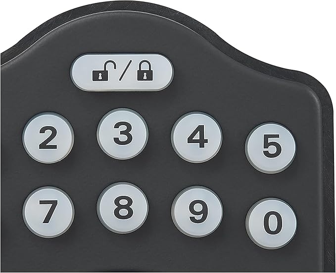 Amazon Basics Traditional Electronic Keypad, Keyless Entry Door Lock Deadbolt with Handle Set, Key Pad Front Door with Knob, Traditional Door Locks for Front Door, Door Handle, Matte Black, 1-Pack