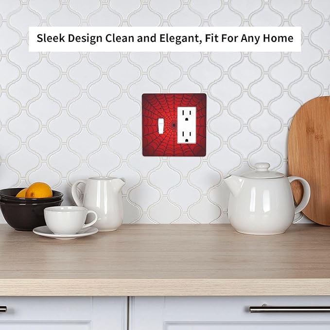 Red Spider Web Black Line Simplicity Outlet Covers 1 Toggle 1 Rocker Combination Decorative Wall Plate Electrical Switch Plates Light Switch Cover Plate For Kids Room Home Decor