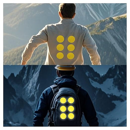 Non Fading Yellow Reflective Stickers 1-inch Diameter Round Reflector, Outdoor Waterproof High Visibility Warning Adhesive Tape (100 Pcs)