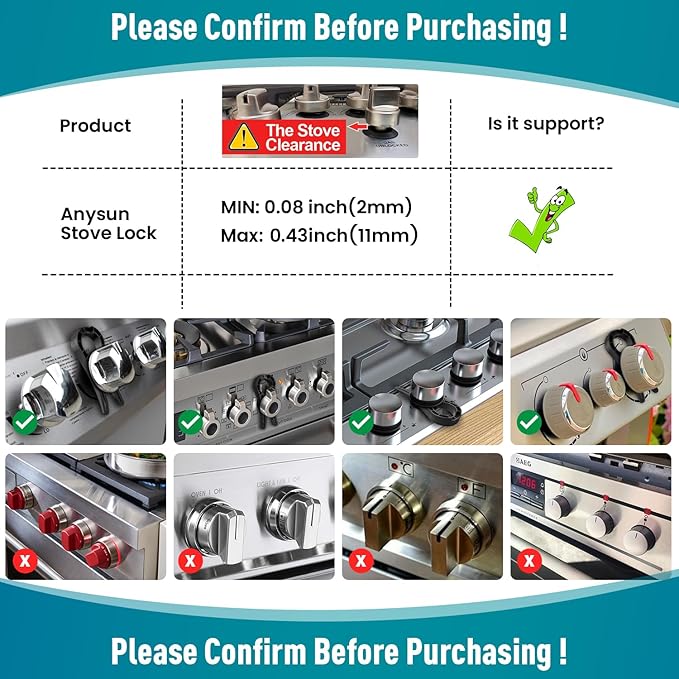 Stove Knob Lock for Child Safety and Proofing (5 Pack), Oven Knob Safety Covers for Kids and Pets(Black)