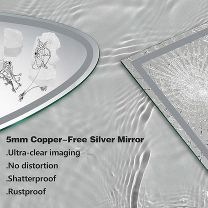 Niccy Half Moon Led Mirror for Bathroom, 36" Semi Round Backlit Mirror for Wall Lighted Mirror with Frameless 3 Color, Defogger, Explosion-Proof, HD Glass and IP65 Vanity Mirror