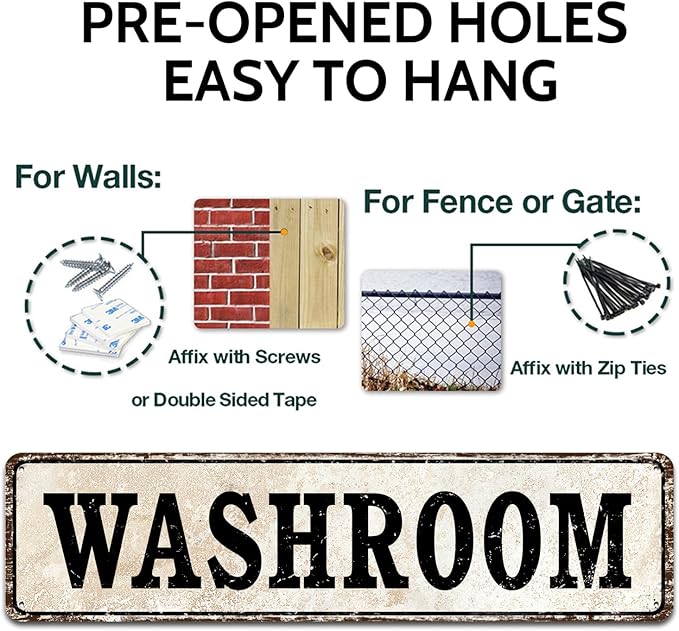 Houseuse Washroom Metal Signs Wall Home Pub Decor 4" by 16"
