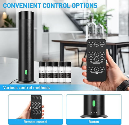 Waterless Scent Diffuser Starter Kit - 1000 Sq Ft Coverage, Hotel Scent Diffuser, Essential Oil Diffuser Large Room, Included 5 Scent Oils, Remote Control, SandGreen