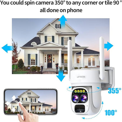 Security Cameras Wirelss Outdoor for Home Security, Alexa Cameras Solar Power,360 View Outside Camera,Motion Detection,10x Hybrid Zoom PAN Tile,IP-65 Weather Proof (1 Pack)