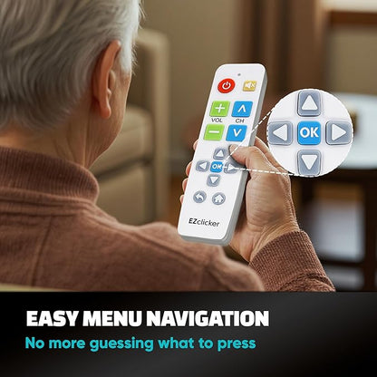 Plus Big Button Universal TV Remote (White) Simple Easy to Use, Works with Major TV Brands (2xAAA Batteries Not Included)