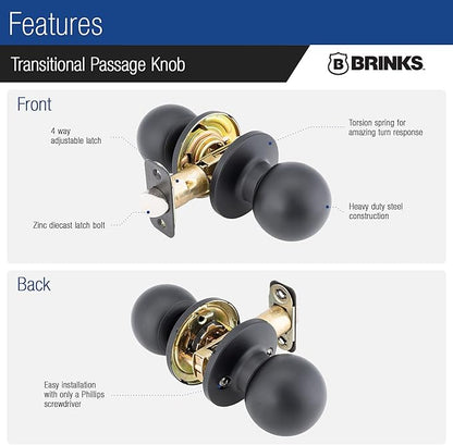 BRINKS Security Door Locks, High-Security Keyless Entry, Smart Electronic Door Lock with Deadbolt, Up to 50 Codes, Automatic Locking (Deadbolt & Passage Knob, Matte Black)