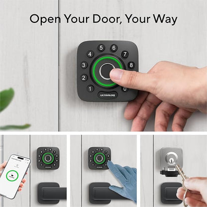 ULTRALOQ U-Bolt Pro Smart Lock with WiFi Bridge, 7-in-1 Fingerprint Keyless Entry Door Lock, App Remote Control, Backlit Keypad, Auto Unlock, Front Door Smart Deadbolt, IP65 Waterproof, 1Year Battery