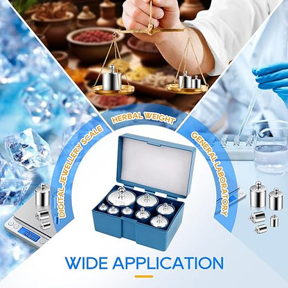 UCEC Calibration Weight Set 1000g for Digital Scale with Case and Tweezers, Gram Scale-M2 Class 10g 20g 20g 50g 100g 100g 200g 500g