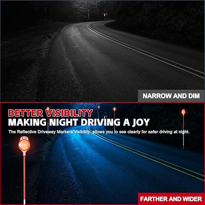 4 Pack Driveway Markers,48 Inch Steel Metal Double Sided Driveway Reflectors,High Visibility Reflective Driveway Markers Snow Stakes for Snow Plowing,Parking Lots,Walkways,Landscape