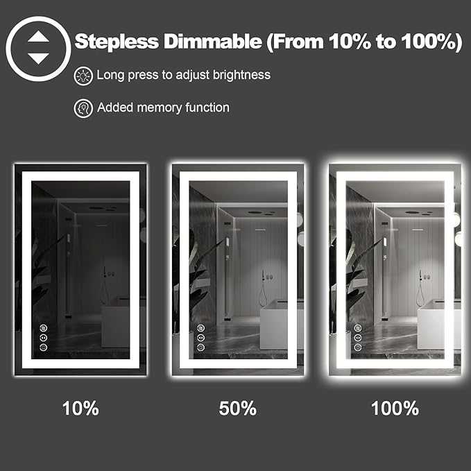 Amorho LED Bathroom Mirror, 84" X32" with Front and Backlight, Large Dimmable Wall Mirrors with Anti-Fog, Shatter-Proof, Memory, 3 Colors, Double LED Vanity Mirror