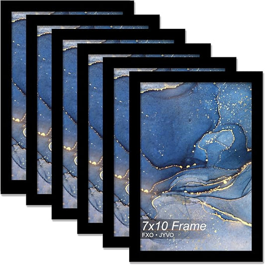 7x10 Picture Frame Set of 6, Black Frame for 7 x 10 Inch Picture Poster Photo, Light Weight and High Transparent 7 by 10 Frame for Wall - 6 Pack/Black/7"x10"