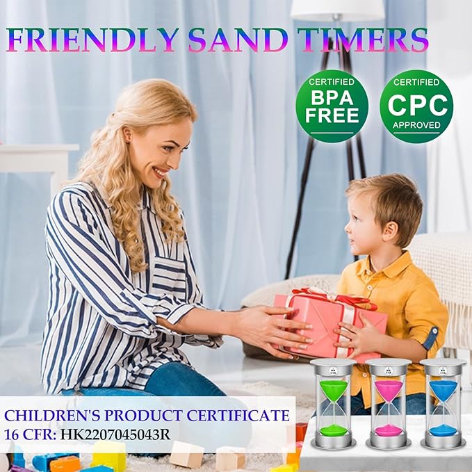 SuLiao 3 Minute Hourglass Timer Sand Clock: Unbreakable Pink Sand Watch 3 Min, Colorful Plastic Hour Glass Sandglass for Games, Classroom, Kitchen, Decoration
