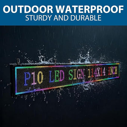 Programmable Led Sign with Full Color Display - Energy Saving and Waterproof Led Message Board for Schools, Shops and Cafes, Supports wifi Connection,115"x14"