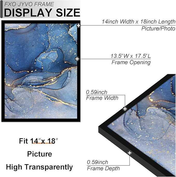 14x18 Picture Frame Set of 6, Black Frame for 14 x 18 Inch Picture Poster Photo, Light Weight and High Transparent 14 by 18 Frame for Wall - 6 Pack/Black/14 x18