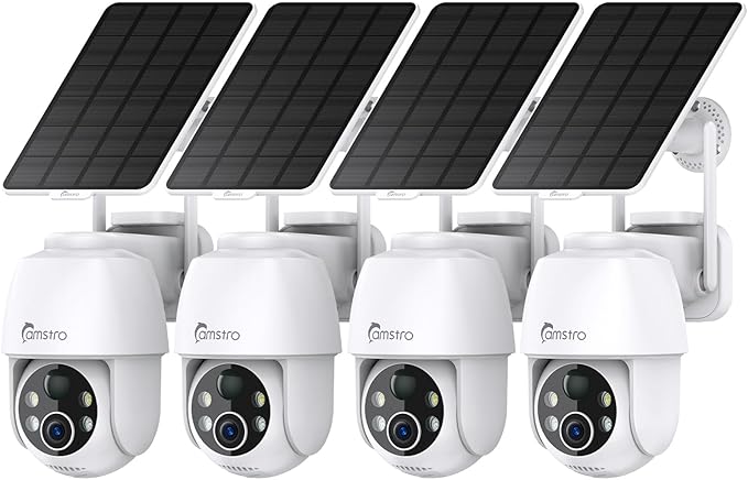 Solar Security Cameras Wireless Outdoor, 2K WiFi 6 Battery Powered Cameras, 360° View, AI Motion Detection, Color Night Vision, Two-Way Talk, Cloud/Local Storage, 2.4Ghz Only, 4Pack