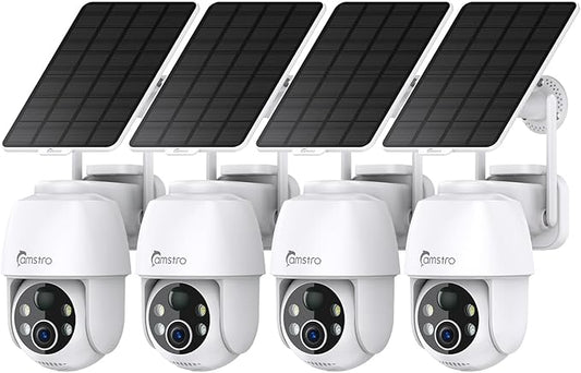 Solar Security Cameras Wireless Outdoor, 2K WiFi 6 Battery Powered Cameras, 360° View, AI Motion Detection, Color Night Vision, Two-Way Talk, Cloud/Local Storage, 2.4Ghz Only, 4Pack