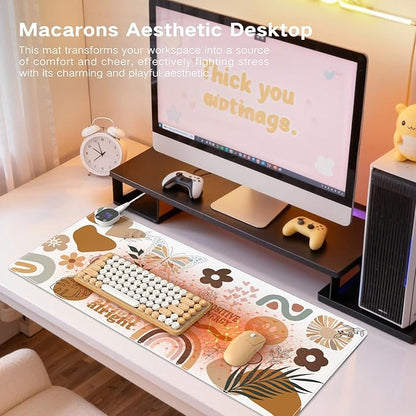 iCasso Heated Mouse Pad Hand Warmer, XL Heated Desk Pad, Electric Warm Desk Mat with 4 Heating Levels for Computer Keyboard, 31.5" x 13" Large Mousepad for Home Office Work (Sticker)