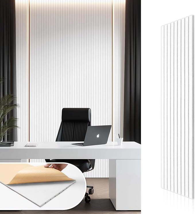 Self-Adhesive Acoustic Panels, 10 Pack Large Soundproof Wall Panel, High Density Sound Proof Panels, Decorative Absorbing Acoustic Treatment for Home Studio Office (White)