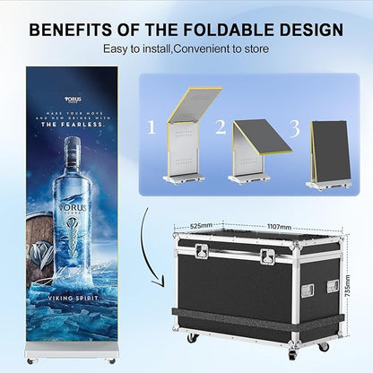 Indoor LED Digital Signage Display with P1.86, LED Poster Screen Frameless Splicing, Advertising Display USB Plug-and-Play & Remote Control for Giant Commercial Events & Rentals (Black, 2-Panels)