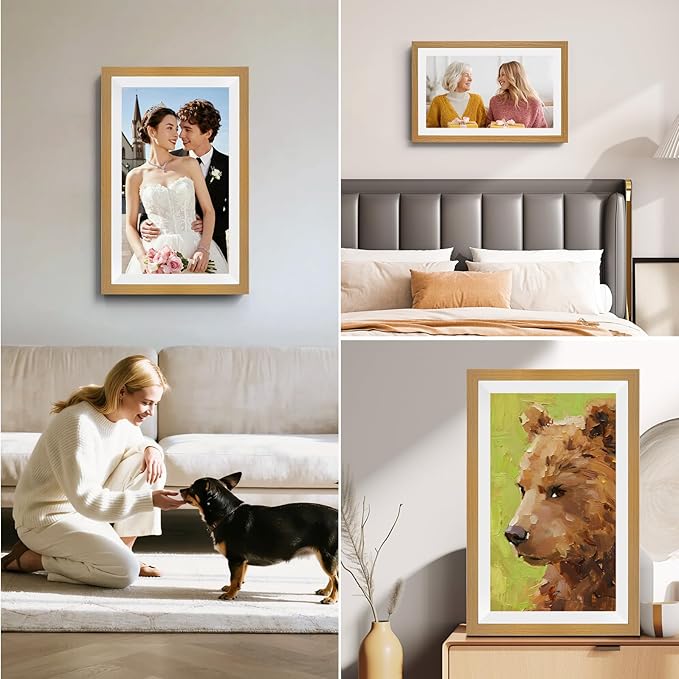 15.6 Inch Smart Digital Picture Frame with Wi-Fi 6, 32GB Storage, IPS Touch Screen, Auto-Rotation, Music Sync, Weather & Clock - Ideal Gift for Families