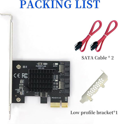 PCIe to SATA3.0 Expansion Card - ASM1061 2-Port 1X Controller | 6Gbps High-Speed Transmission | Hot-Swappable | Compatible with SSD/Mobile Hard Drives | for Windows, Mac, Linux