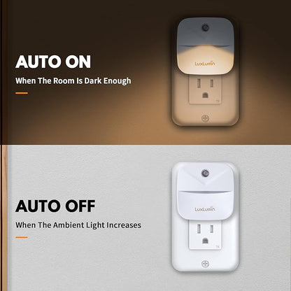 LED Night Light Plug into Wall with Smart Dusk to Dawn Sensor, Automatically Turn on and Off,Night Light for Kids,Bedroom,Bathroom,Stairs,Warm White, 4 Packs