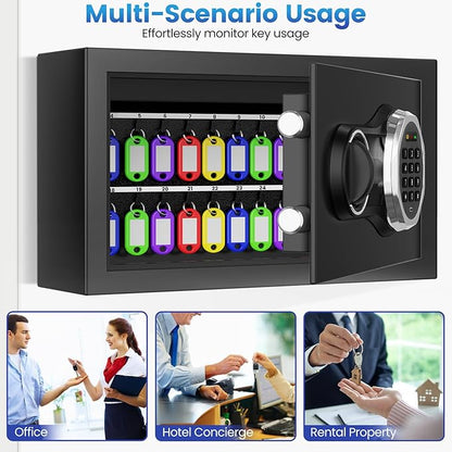 28 Keys Combination Lock Key Cabinet, Anti-Theft Key Lock Box with Key Tags, Key Organizer Wall Mount for Car Garage House Rental Office Business