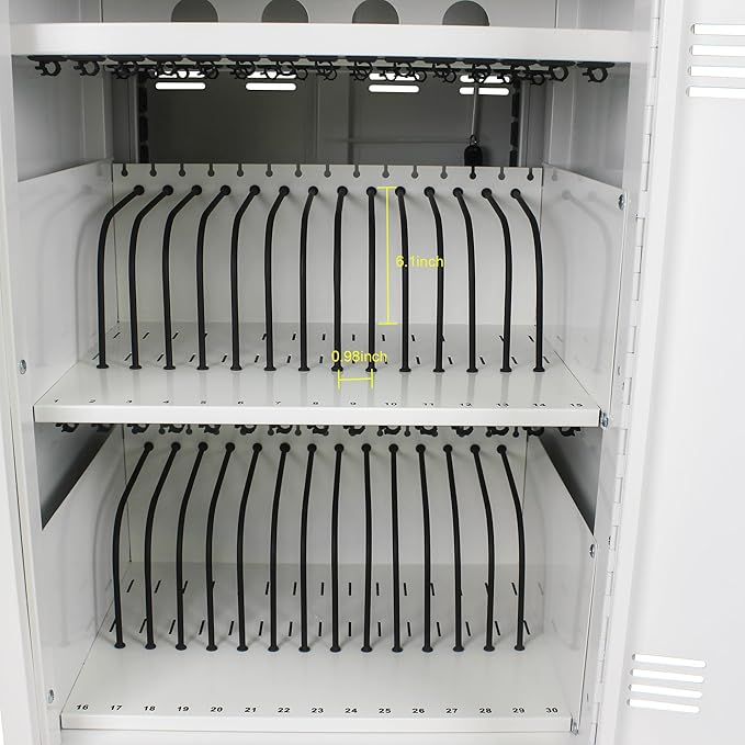 Laptop Charging Cart, 31+4 Charging Ports Laptop Storage Cart, 35-Bay Mobile Charging Cabinet for iPads up to 16.3", Chromebook Devices, Cord Management, Access Lock.School,Business.White
