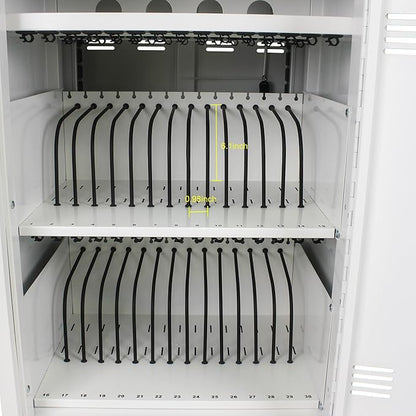 Laptop Charging Cart, 31+4 Charging Ports Laptop Storage Cart, 35-Bay Mobile Charging Cabinet for iPads up to 16.3", Chromebook Devices, Cord Management, Access Lock.School,Business.White