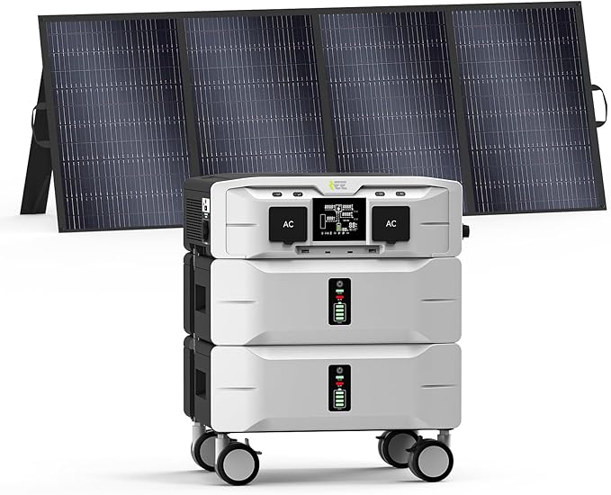 IEE SP5000 Solar Generator 5000W, 5120Wh Power Station with 400W Solar Panel, 5 AC Outlets(9000W Surge), 120V/240V Dual Voltage, LiFePO4 Battery for Home Backup Outdoors Camping RV Emergency