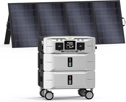 IEE SP5000 Solar Generator 5000W, 5120Wh Power Station with 400W Solar Panel, 5 AC Outlets(9000W Surge), 120V/240V Dual Voltage, LiFePO4 Battery for Home Backup Outdoors Camping RV Emergency