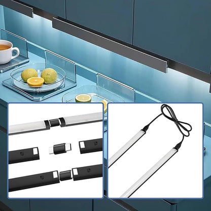 Black Plug in Under Cabinet Light bar with Motion Sensor, Dimmable, Remote Control,Color and Brightness Adjustable, Magnet LED Strip Lights for Kitchen, Workbench, and Closet 3 Pack