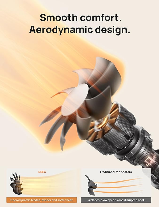 Dreo Atom One Space Heater with Remote, 70°Oscillating Electric Heaters with Digital Thermostat, 1500W PTC Ceramic Heater, 12h Timer, Quiet Safety Heating, Portable Heater for Home Office