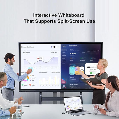 75'' Smart Board, 4K Electronic Digital Whiteboard with Dual System, 16+512 GB Interactive Whiteboard,Touchscreen Smart Board for Classroom, Office and Home (Wall Mount Included)