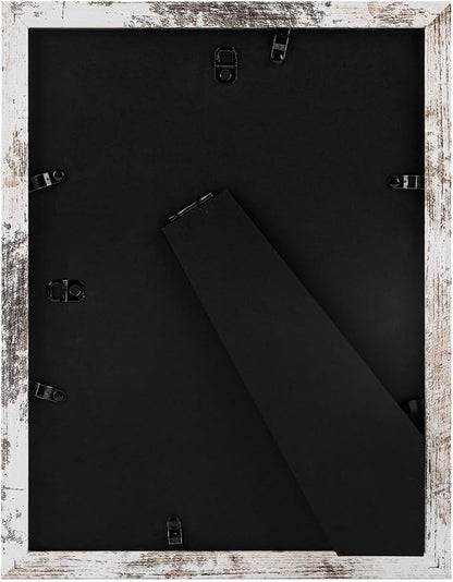 Golden State Art, 9x12 Picture Frame with Mat for 6x8 - High Definition Glass Wall Mounting Horizontal Vertical Display (Weathered White, 1 Pack)