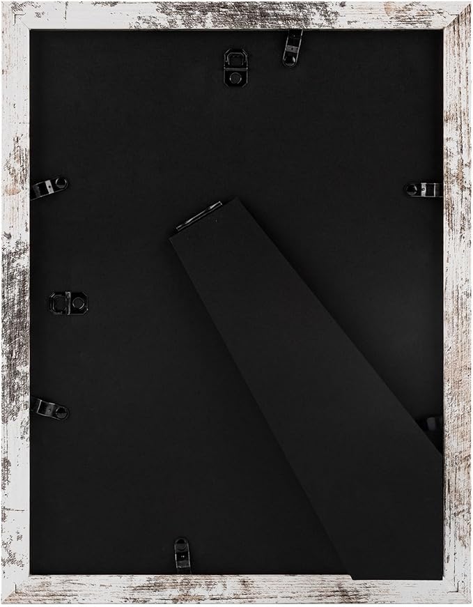 Golden State Art, 9x12 Picture Frame with Mat for 6x8 - High Definition Glass Wall Mounting Horizontal Vertical Display (Weathered White, 2 Pack)