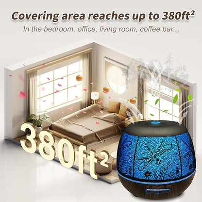 Diffusers for Essential Oils Large Room 400ml,Essential Oil Diffuser for Home with R/C,Cool Mist Humidifiers for Bedroom,7 Colors Changed & 3 Mist Mode Waterless Auto Off for Decor Dragonfly