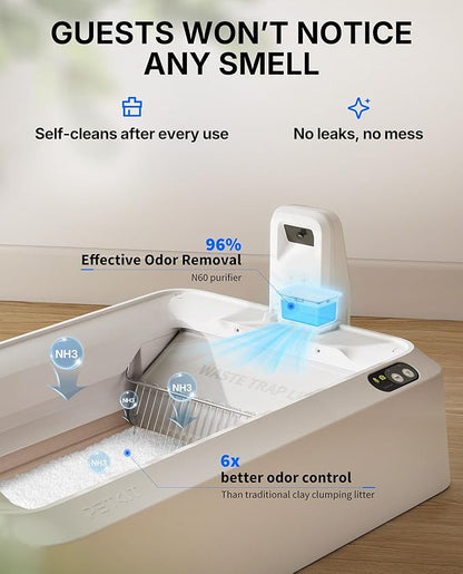 PETKIT Open-Top & AI Camera Self Cleaning Cat Litter Box, Urinary Health Monitor Automatic Cat Litter Box, Smart Robot with 2-Way Raking/5G WiFi/Safety Sensors/Odor Control for Multiple Cats (White)