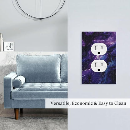Decorative Outlet Covers Galaxy Universe Outer Space Marble Texture 1 Gang Duplex Light Switch Cover Plate Unique Wall Plate Electrical Switch Plate Covers for Bedroom Home Decor