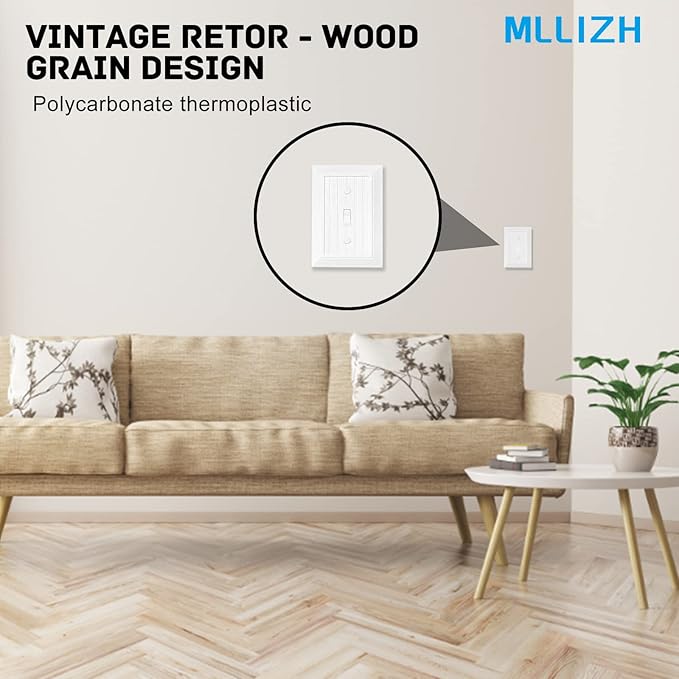 Modern Decorative Wall Plate Retro Wood Grain design Switch Cover Outlet Cover for Light Switch, Smart Switch, Dimmer, GFCI, USB Outlet (4 Pack, Single Toggle)